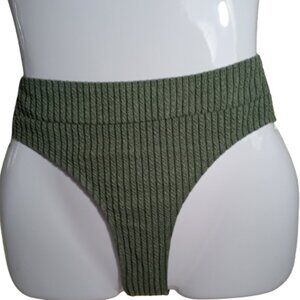 Green Ribbed High Waisted Women's Bikini Bottom Size S Unbranded NWOT